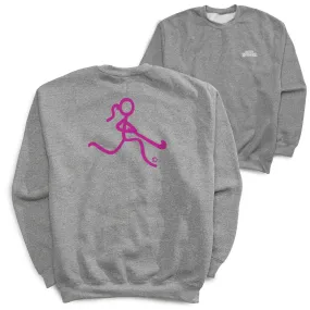 Field Hockey Crewneck Sweatshirt - Neon Pink Field Hockey Girl (Back Design) 